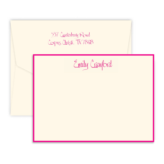Triple Thick Border Flat Note Cards with Your Color Choice